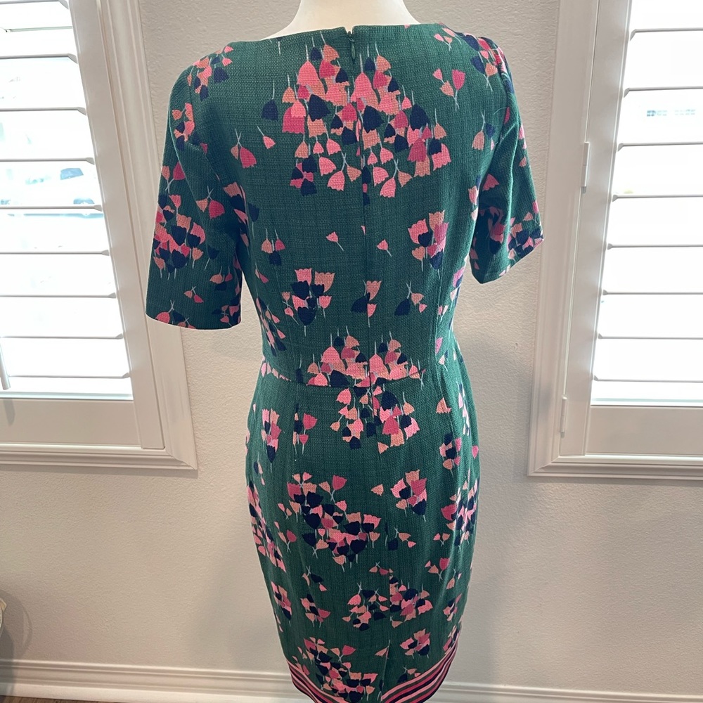 Boden Fleur Fitted Dress Hunter Green Tulip 6r - Picture 5 of 9